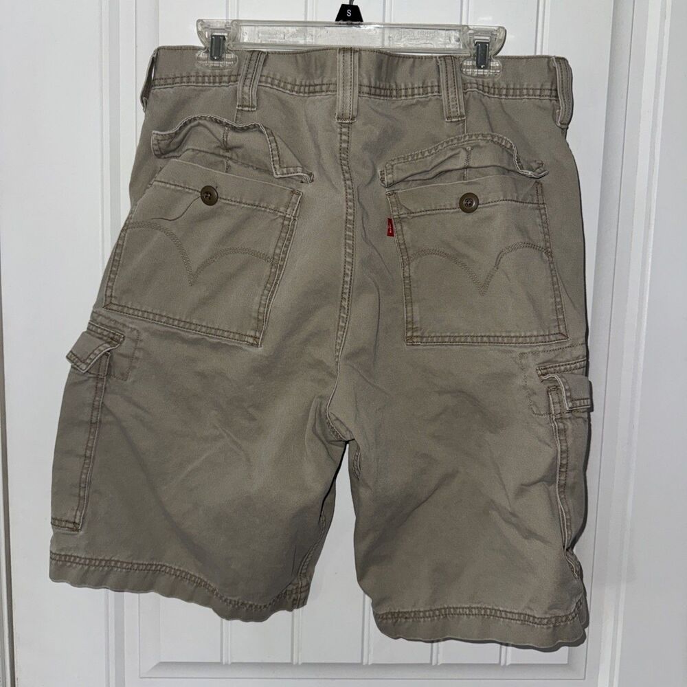 Levi's Squad Cargo Shorts Men's 36 Tan Khaki Relaxed Workwear Washed Grunge Y2K